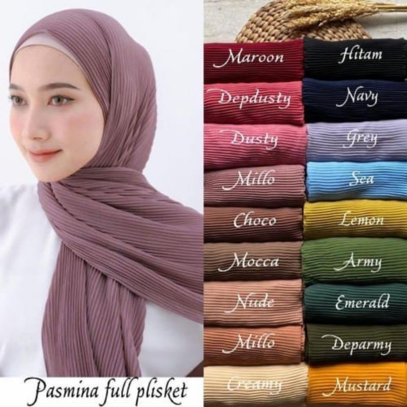 HIJAB PASMINA PLISKET LIDI FULL PLISKET/ HIJAB PASMINA PLISKET LIDI TANPA PATAH