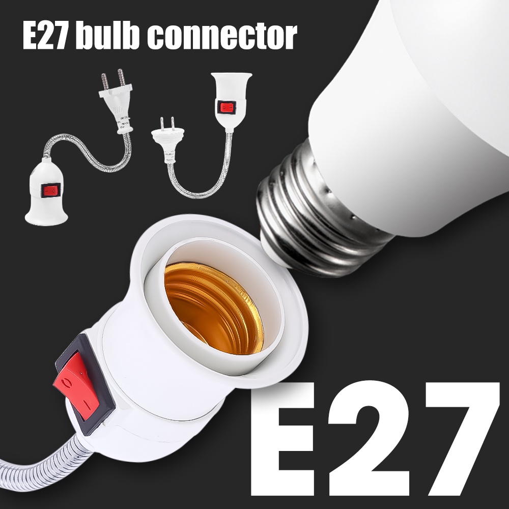 Eu/us Plug Selang Lamp Base Screw Bulb Socket Dengan Saklar Universal Adaptor Ekstensi Bohlam Lampu360° Rotatable E27 Holder Bohlam Untuk Kamar Dapur Koridor