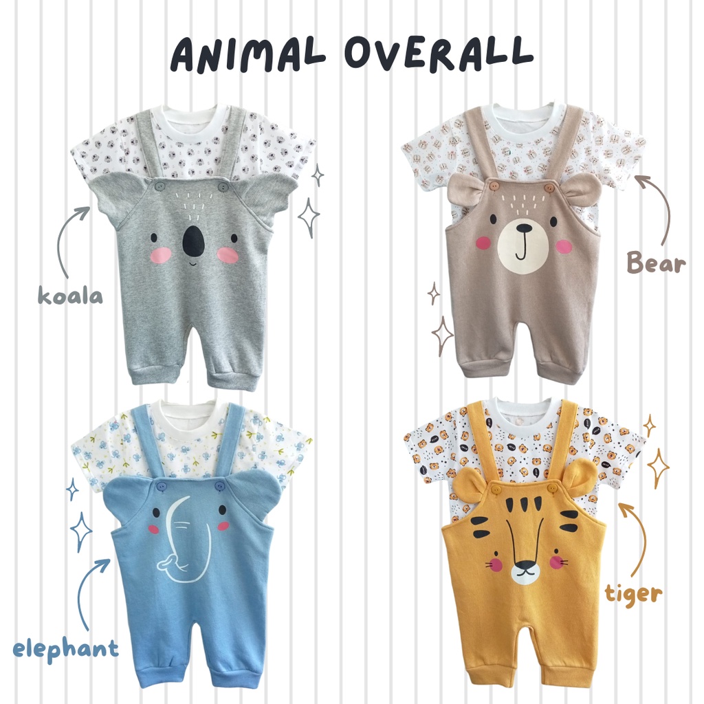 Overall baby perempuan fashion 1-2 tahun ANIMAL overall unisex baju kodok anak balita 1 2 tahun