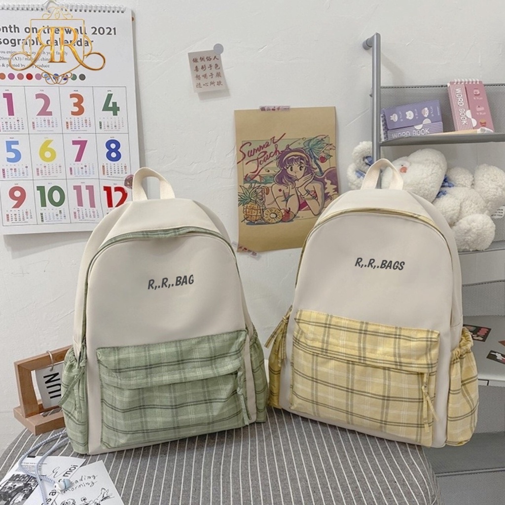 Ransel Sekolah Anak Perempuan Changyue Kapasitas Besar kotak Warna-warni Tahan Air Remaja Tas Kasual Perjalanan Harian