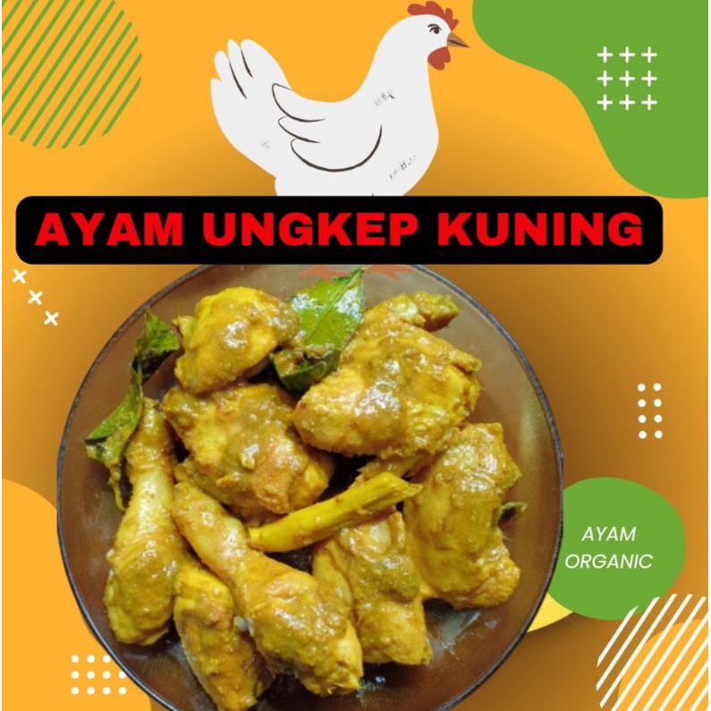 AYAM  ORGANIK UNGKEP KUNING 1 EKOR (UKURAN AYAM 1KG 8 - 10 potong) GRATIS TEMPE UNGKEP KUNING 10 BH