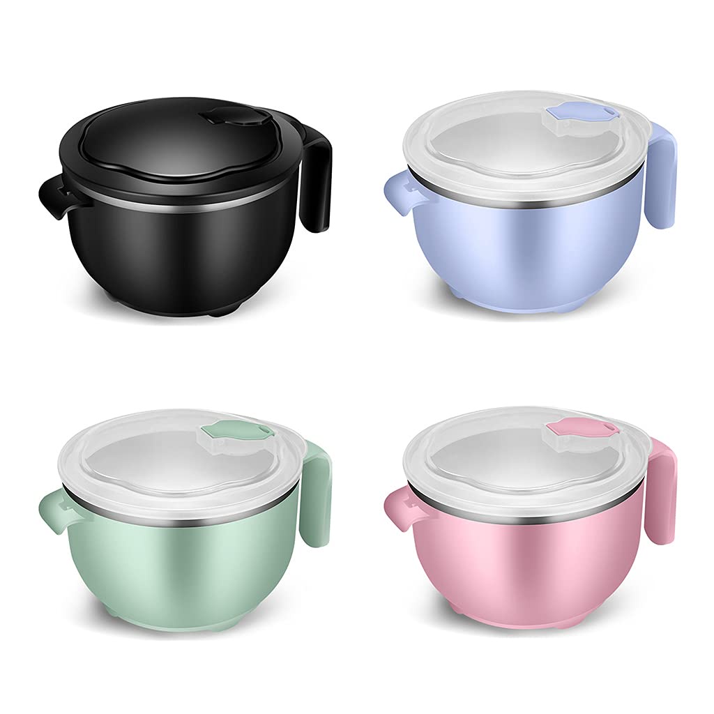 Bulat tempat makan mangkok mie instan bersegel stainless steel 304 ada 4 warna