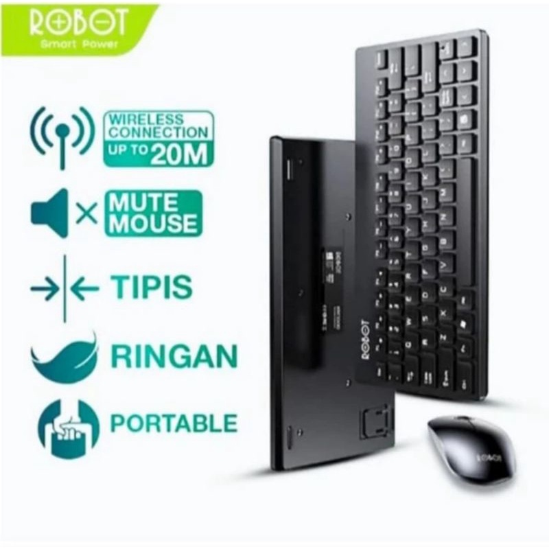 Robot KM3000 Keyboard Mouse Wireless Set - Robot Mouse + Keyboard Set