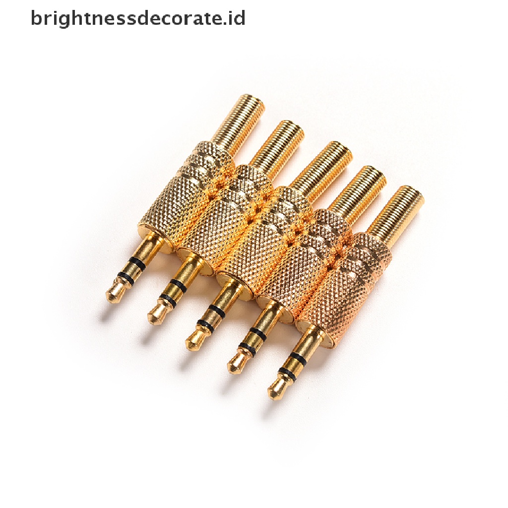 [Birth] 1pcs Konektor Adaptor Jack Plug TRS Audio 3.5mm 3.5mm 1per8 &quot;Pria Stereo Berlapis Emas  [ID] Baju Kaos Distro Pria Wanita Lengan Panjang [ID]