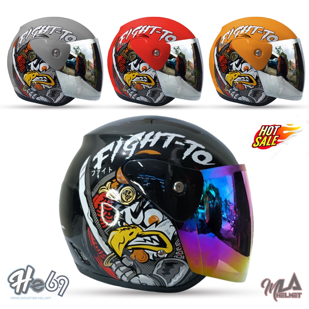 Helm Half Face GM Evolution Samurai / Helm Dewasa Untuk Pria Dan Wanita SNI