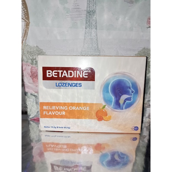 Betadine lozenges rasa jeruk permen pelega tenggorokan