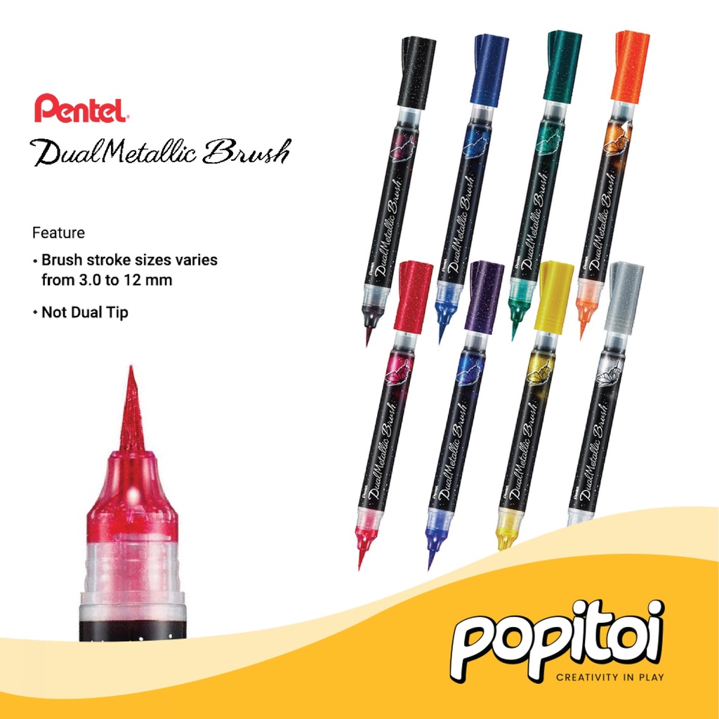

Pentel Dual Metallic Brush Pen Spidol Metalik Mettalic