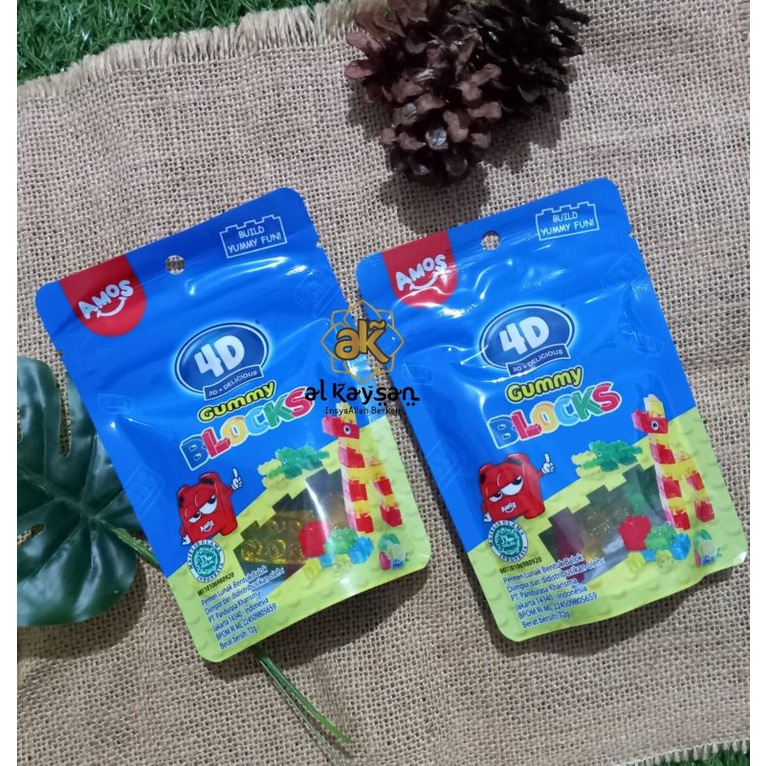 

PERMEN JELLY AMOS Gummy candy blocks/Permen jelly bentuk balok 4D uk 72 gr Halal