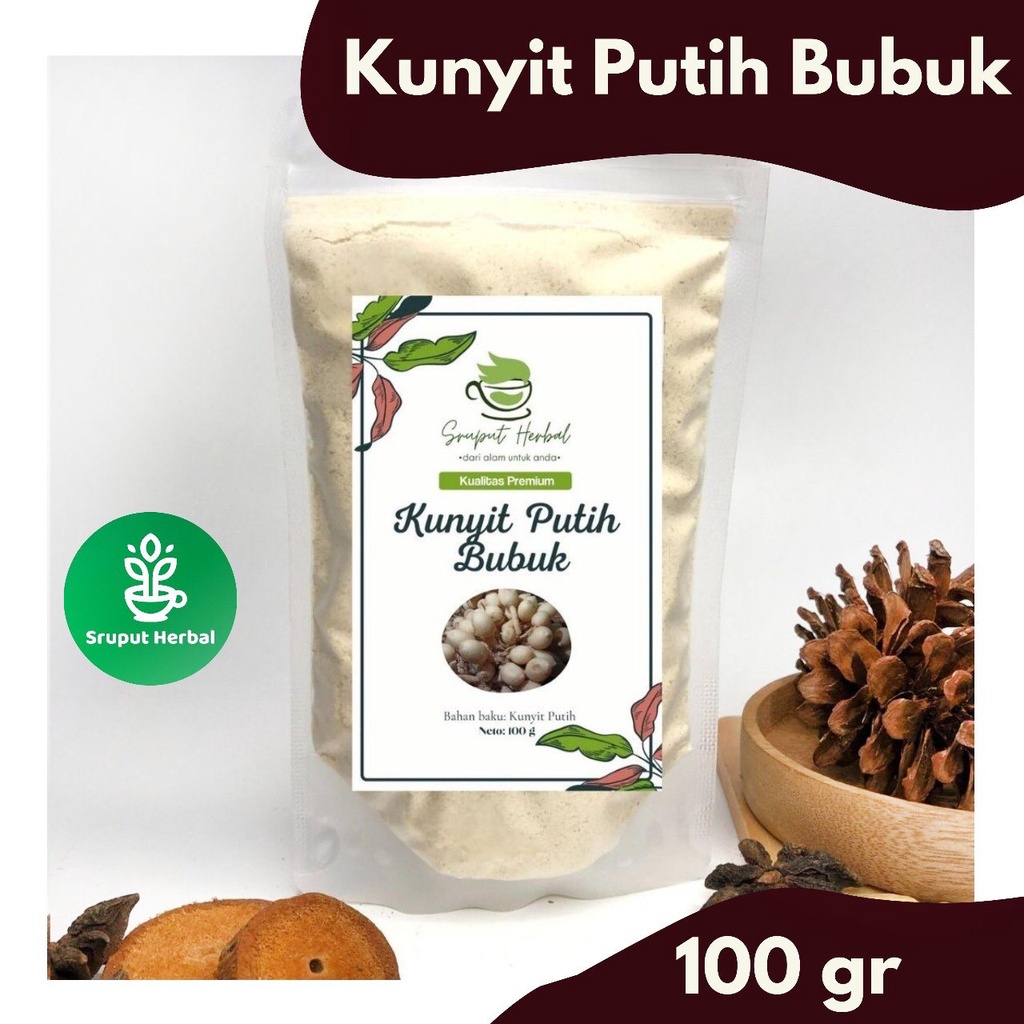 100gr Kunyit Putih Bubuk Murni Ground Curcuma Gombyok Premium Berkualitas JSR Sruput Herbal