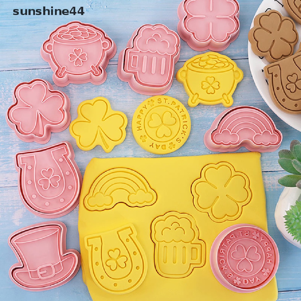 Sunshine 8Pcs/set 3D St. Patrick's Day Cookie Cutters Biscuit Mold Cetakan Kue Kering Stamp Party Decor Baking Tools.