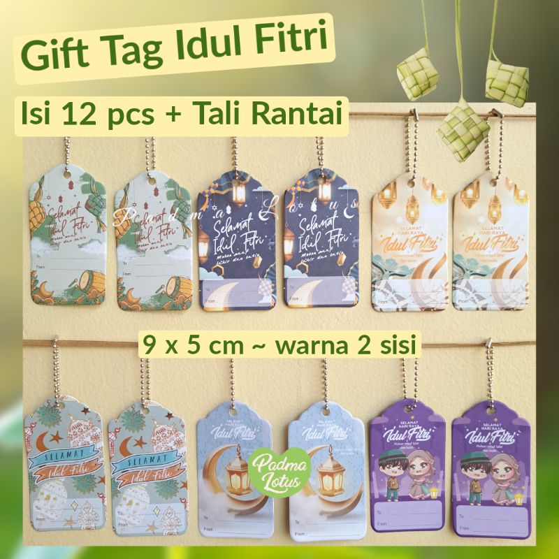 Gift Tag Birthday 12pcs plus rantai greeting card hang tagg ultah kartu ucapan Thank you