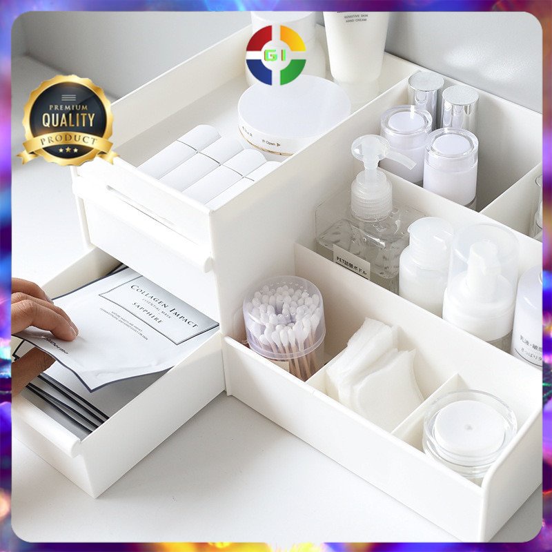 Tempat Wadah Rak Organizer Make Up Kosmetik Container Size M White