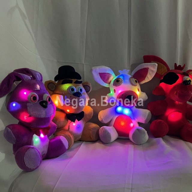 Boneka Freddy's FNAF LED Mainan Five Night At Freddy Security Breach Bahan Plush BISA NYALA