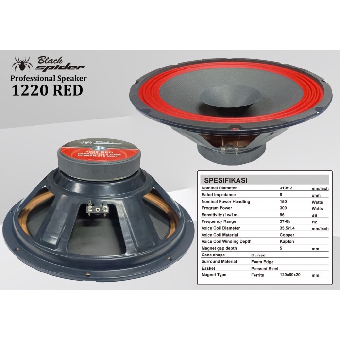 Speaker Component Black Spider BS 1220 RED 12&quot;