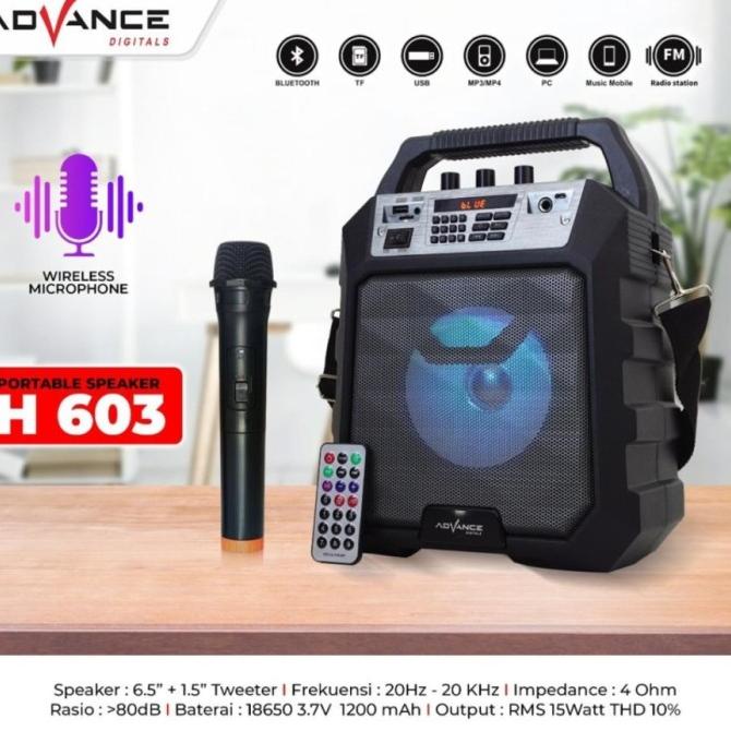 SPEAKER PORTABLE ADVANCE H603 BLUETOOTH MUSIC BOX KARAOKE