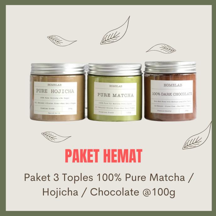 

SALE NOW PAKET 100% PURE UJI MATCHA, 100% PURE HOJICHA & 100% DARK CHOCOLATE ORIGINAL