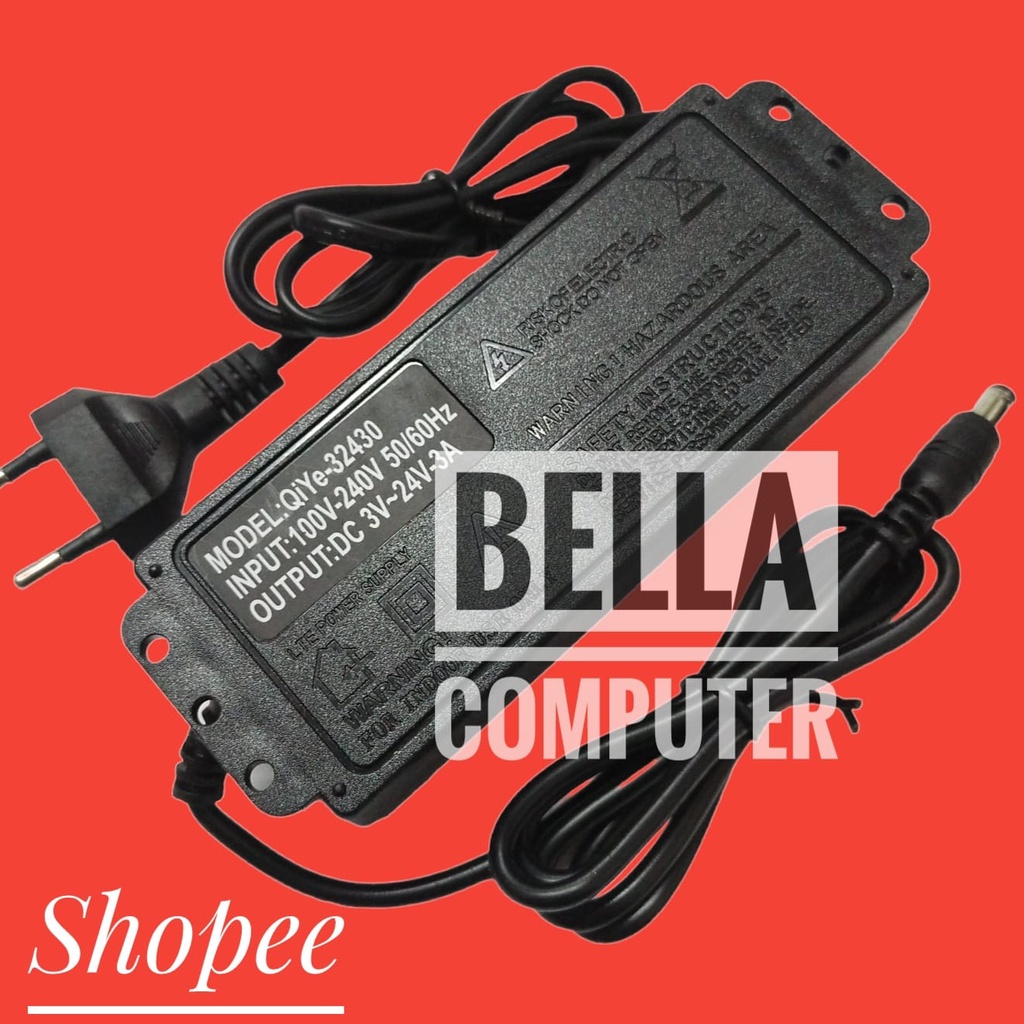 Lincoiah Power Supply Adaptor Universal AC to DC 3V-24V 3A - ZY-009/ADAPTOR ADJUSTABLE POWER SUPPLY DC 3V - 24V 3A 72W VOLT LED DISPLAY