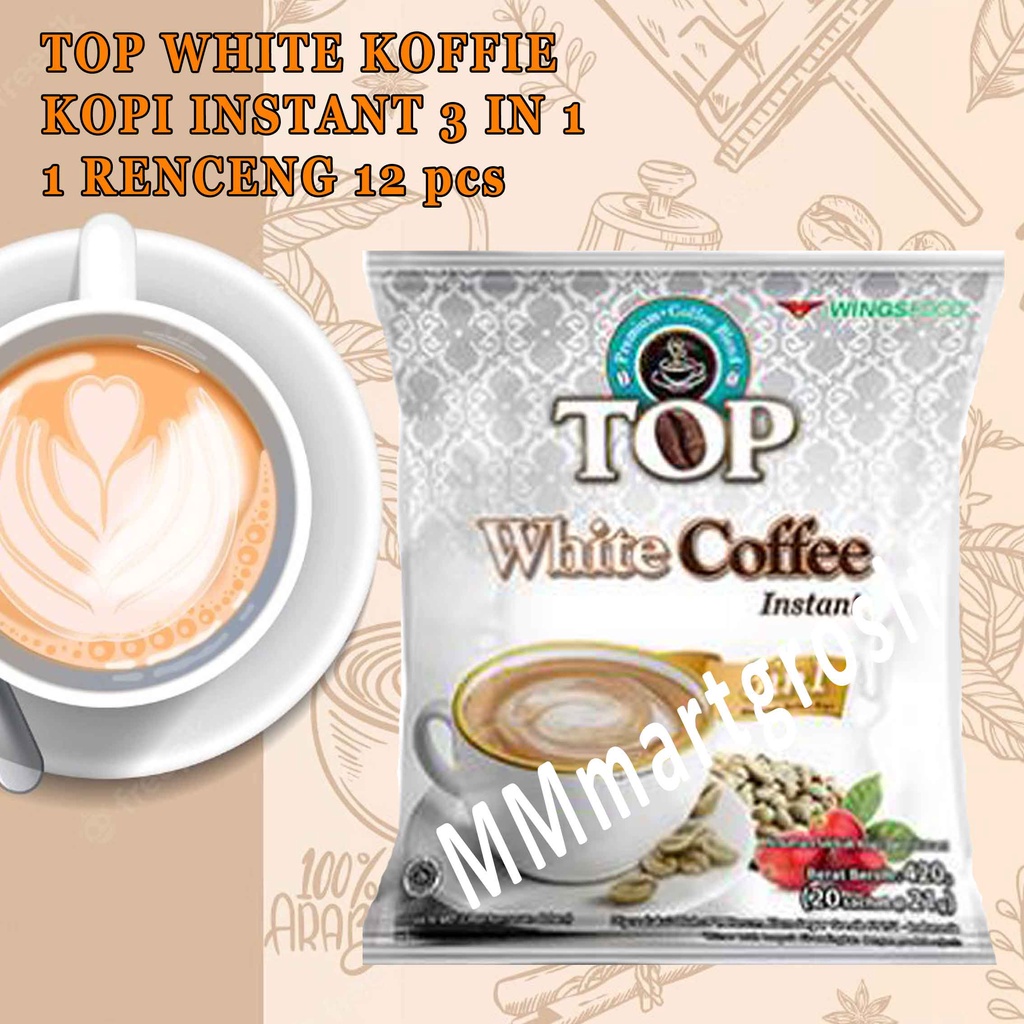 Top White Coffee/ Kopi Instant 3 in 1/ Kopi 1 Renceng Isi 12pcs
