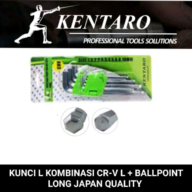 kunci L set 9pcs kombinasi  L +  ballpoint CR-V kentaro japan quality