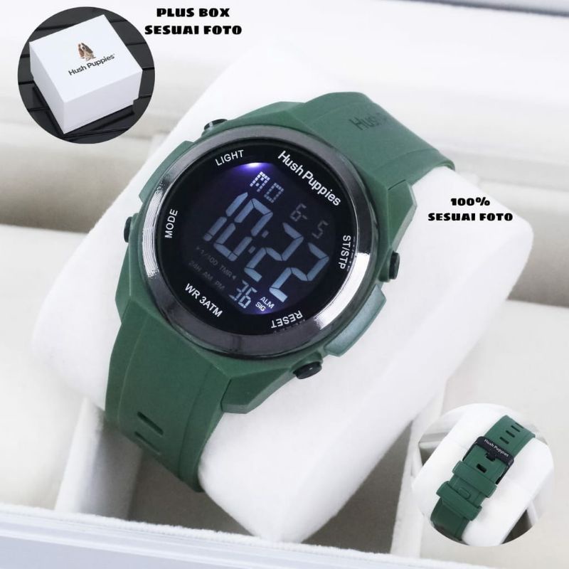 Jam Tangan Hush Puppies Digital Led Rubber Tahan Air Favorit Kesukaan Bisa COD