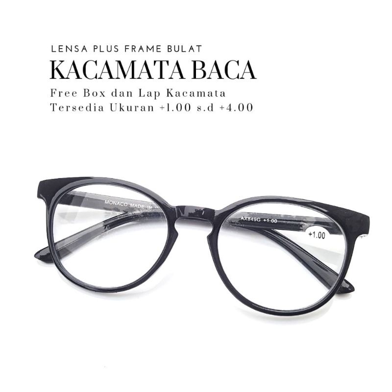Kacamata Baca Kacamata Rabun Dekat Frame Oval Pria dan Wanita Free Box Dan Lap AX849G