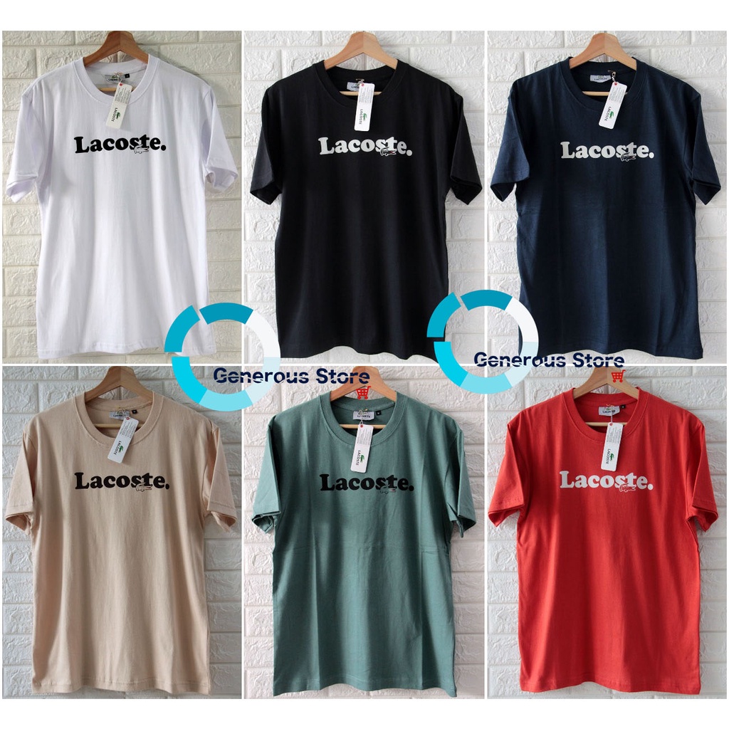 kaos lacoste import terbaru - distributor - lacoste teks datar