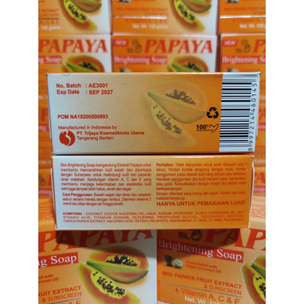 Sabun Pepaya Papaya Brightening Sunscreen 135gr BPOM