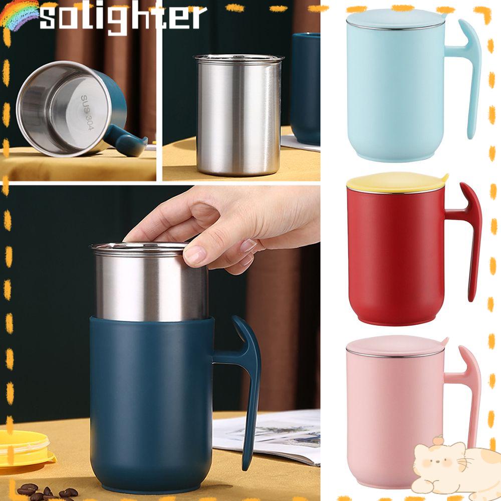 Mug Kopi SOLIGHTER 550ML Ramah Lingkungan Kapasitas Besar 304gelas Susu Stainless Steel