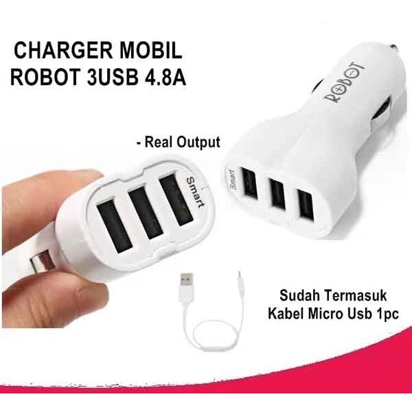 Robot/ Car Charger 3 USB/ Fast Charging 4.8A/ RT-CC3S/ Charger