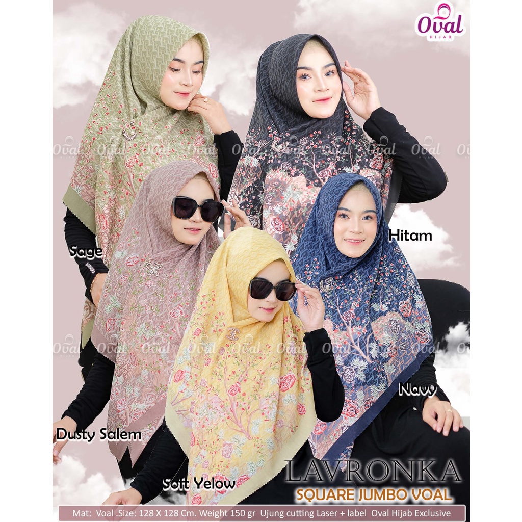 Lavronka Square Jumbo Voal Original Oval Hijab Square Motif Jumbo Segiempat Motif