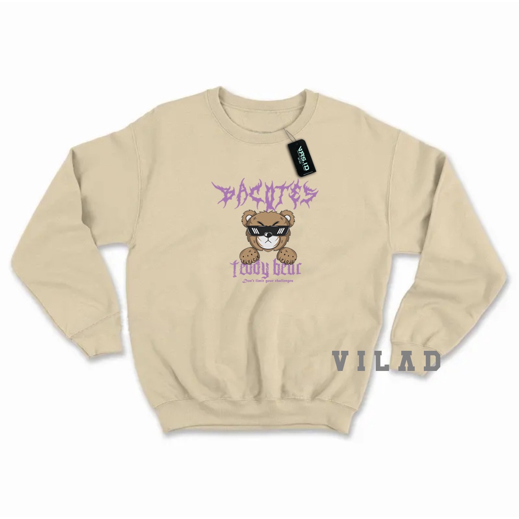 Sweater Crewneck Pria Wanita Oversize Teddy Bear Bahan Fleece Tebal Premium Distro VASPLY