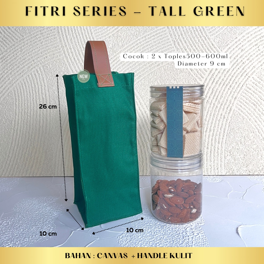 TATA BAG  tas canvas hijau handle kulit hampers goodie bag event idul fitri eid