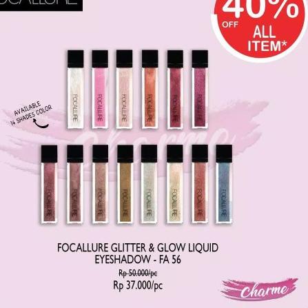 Promo | KBM|(READY & ORI) Focallure Glitter & Liquid EyeShadow Multi Color Water Eyeshadow Pigments 