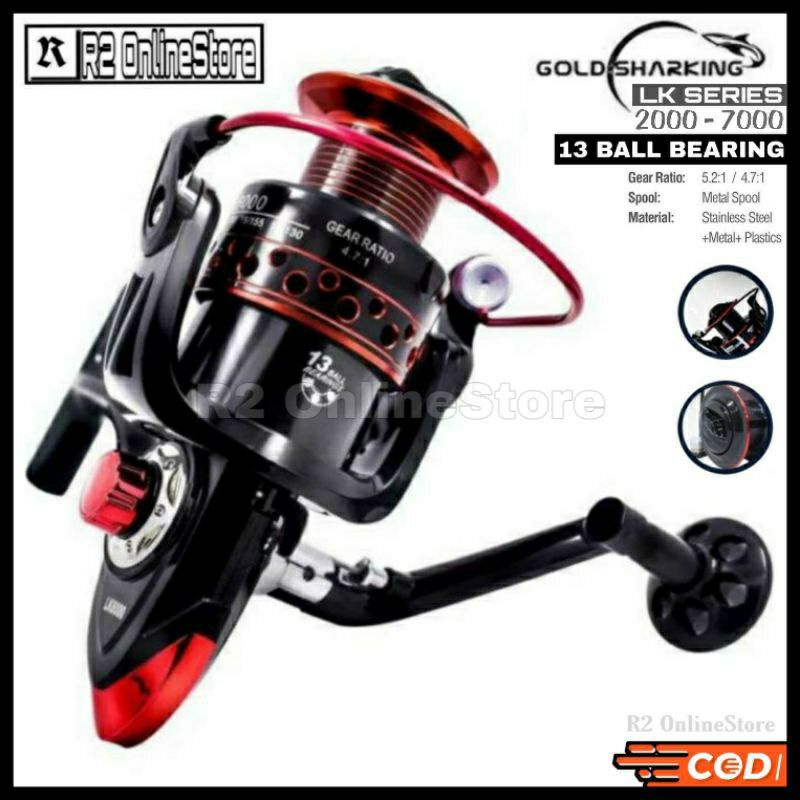 GOLD SHARKING LK7000 LK5000 LK2000 Series Reel Pancing Spinning Fishing 5.2:1 / 4.7:1 Ball Bearing 1