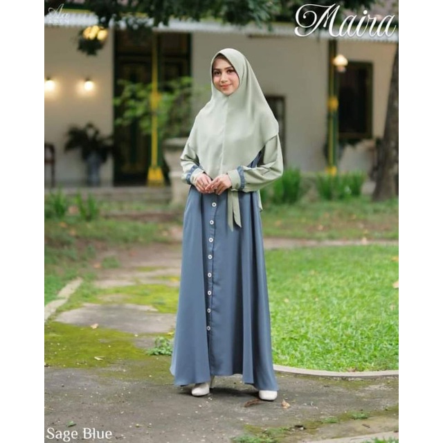 Gamis Terbaru Maira Two Tone by Aden Hijab Premium Original Branded Dress Set Khimar