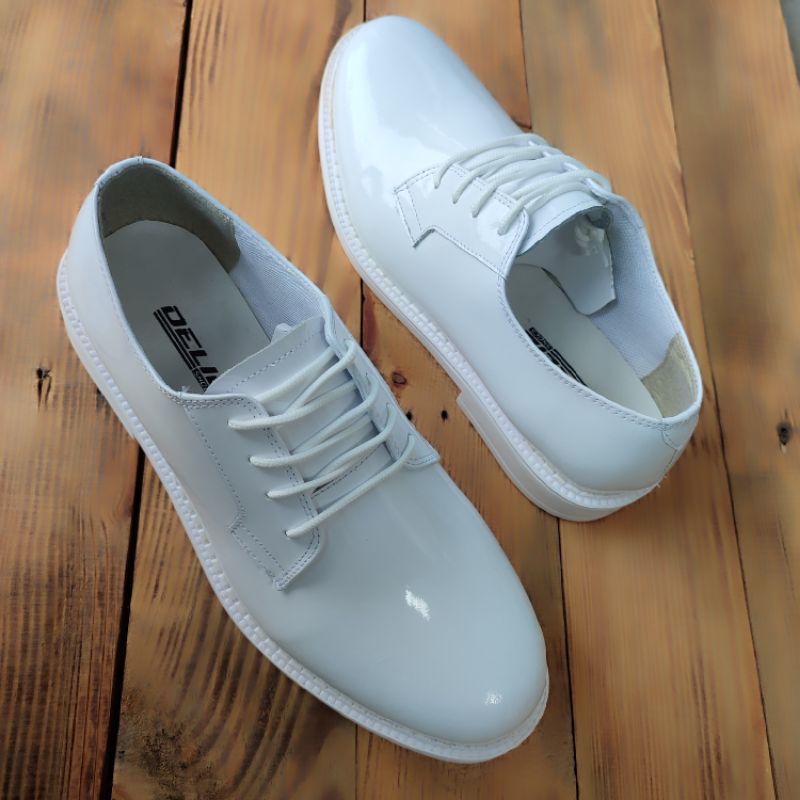 Sepatu pdh model jatah tnipolri putih delie/Sepatu pdu dinas kantoran/sepatu pantofel pria