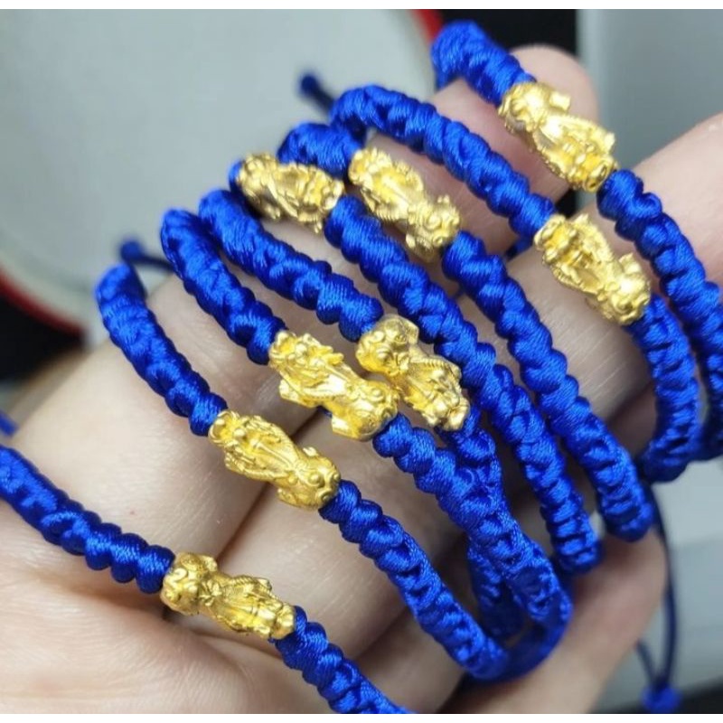 Gelang Tali charm Naga Pixiu Keberuntungan Emas Hongkong