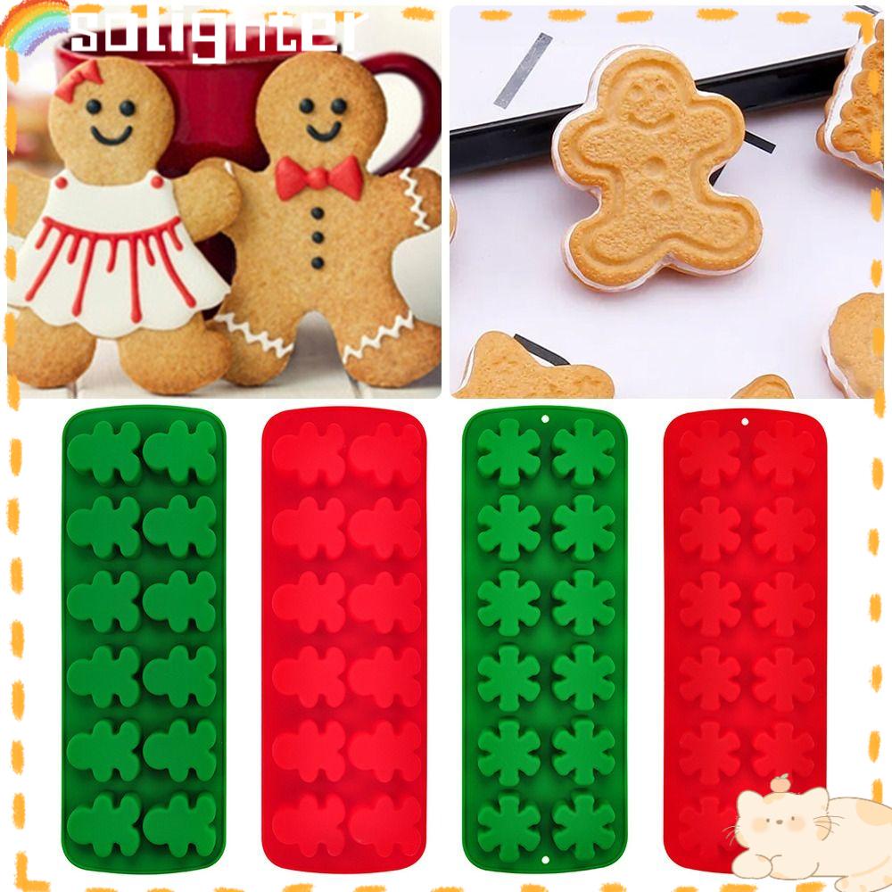 Solighter Cetakan Silikon Tema Natal Dekorasi Liburan Loyang Cetakan Kue Coklat Snowman