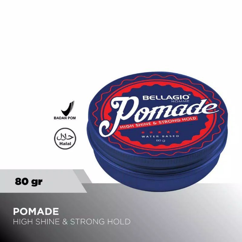 Bellagio Homme Pomade High Shine and Strong Hold (Red) Water Based 80gr