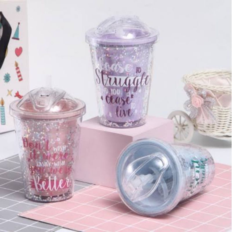 Botol Glitter Cups Blink/Botol tumbler Glitter cups/Tumbler Cupss