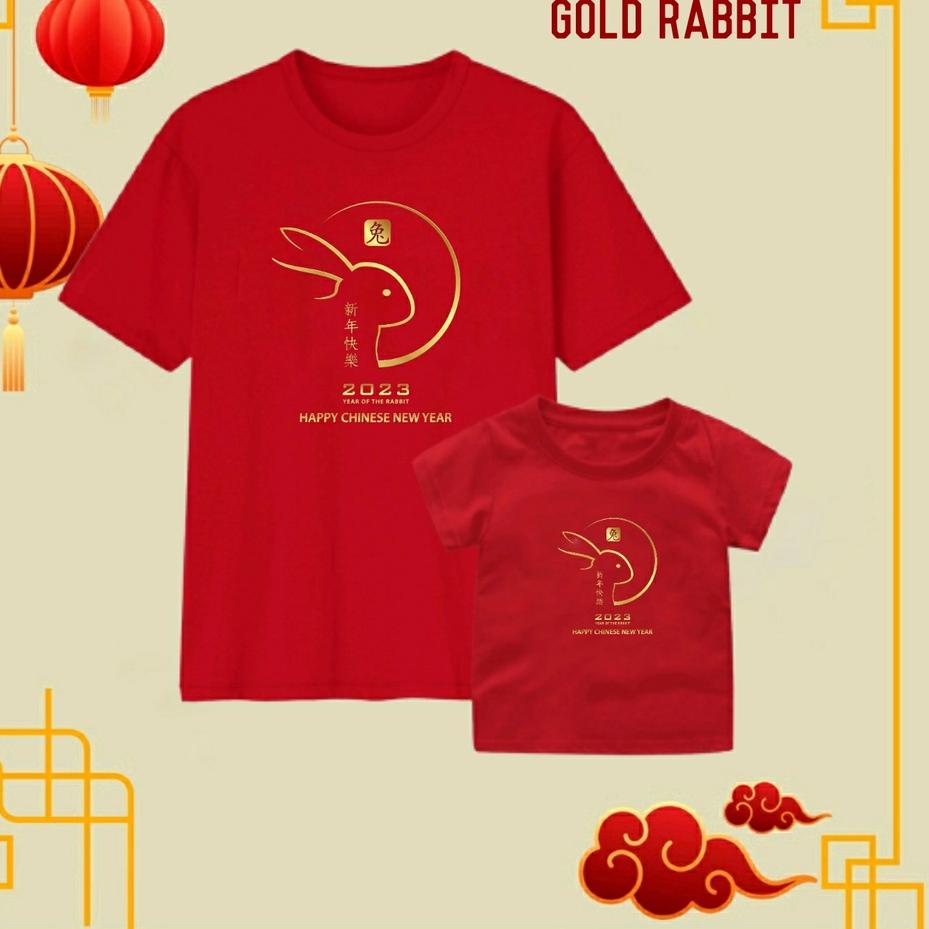 Harga Miring K0w0V BAJU IMLEK 2023 CNY2 GOLD RABBIT KAOS KEMBAR GATHERING KELUARGA CHINESE NEW YEAR 