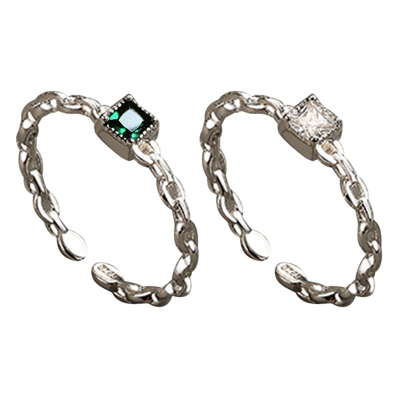 Baru Vintage Zamrud Zirkon Terbuka Manset Jari Cincin Untuk Wanita Gadis Fashion Trendi Perhiasan Hadiah