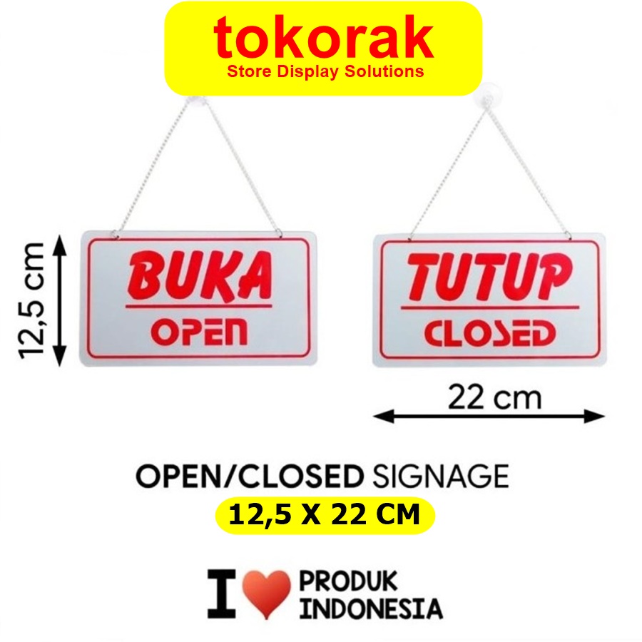 SIGNAGE BUKA TUTUP 22 X 12,5 CM SIMBOL LOGO OPEN CLOSED