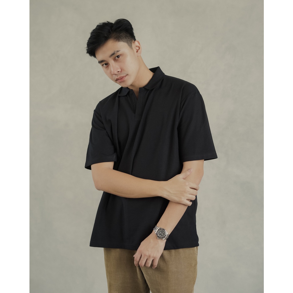 Nara Oversize Polo in Black - Kaos Polo Oversize Pria Hitam - ByBlank