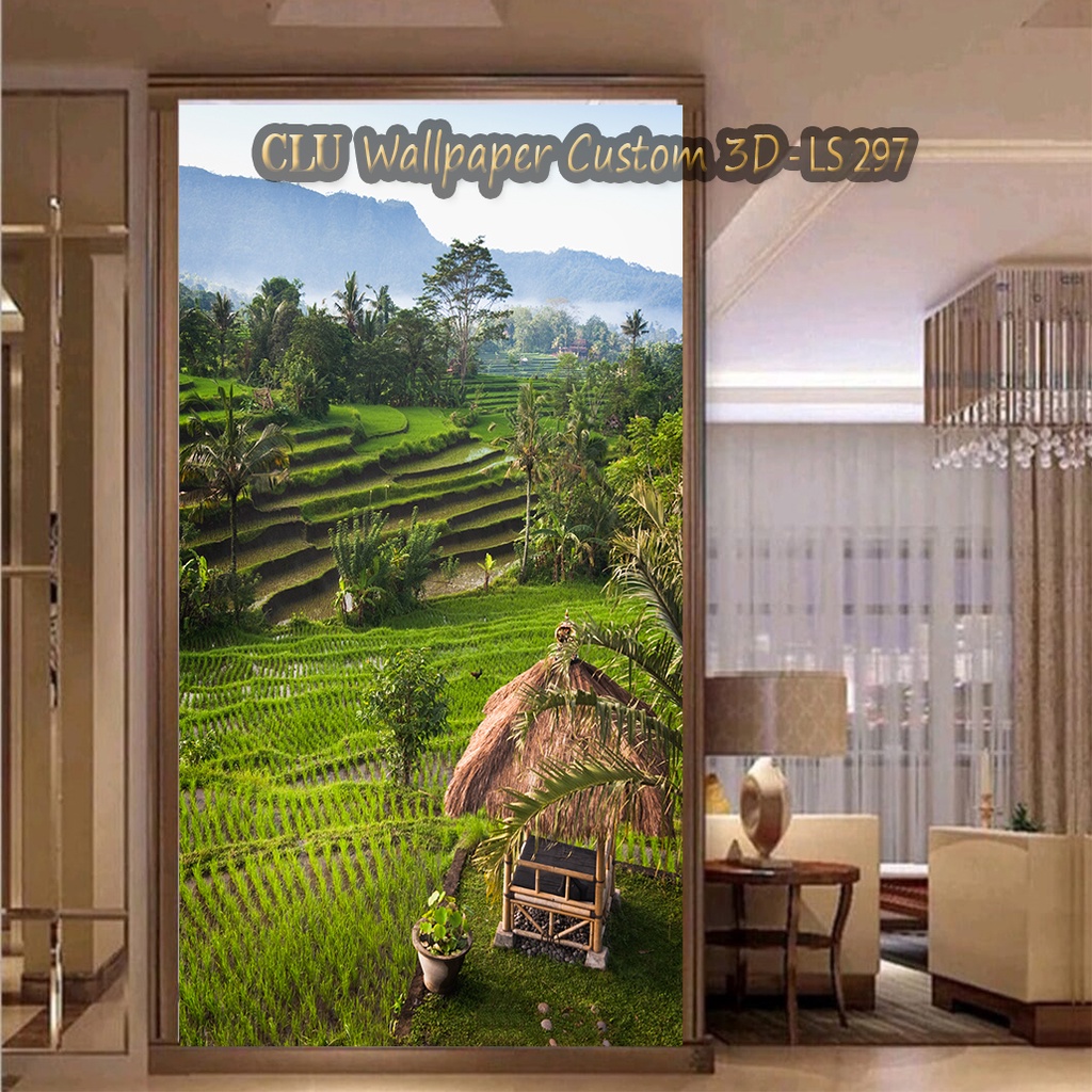 Wallpaper 3D Custom Motif Pemandangan Daun Sawah Hijau