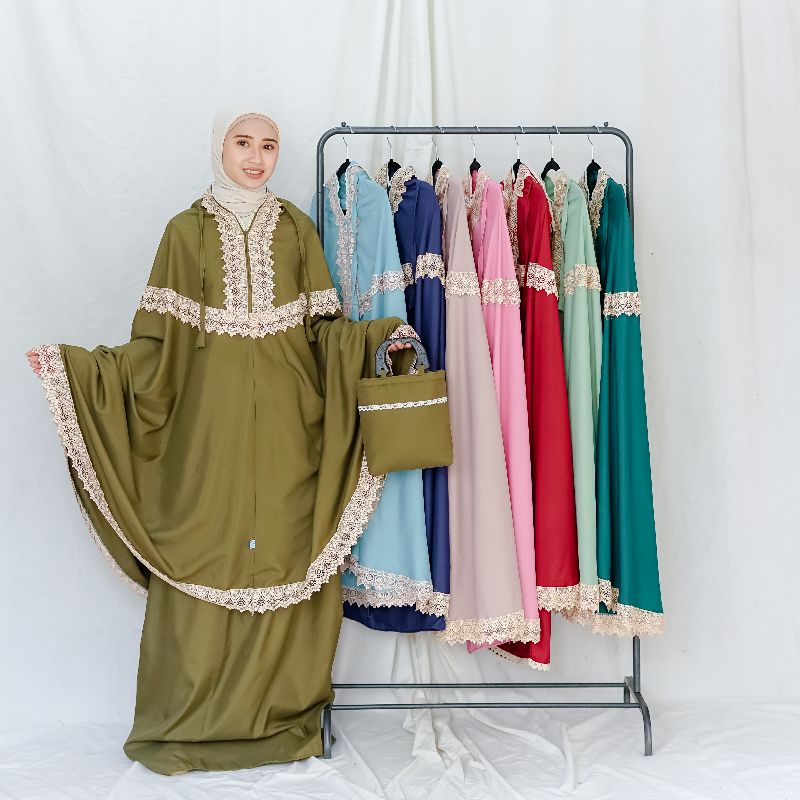 (FLASH SALE⚡) Mukena Katun Dewasa 2 IN  1 Mukena Terbaru Renda SHOPIA