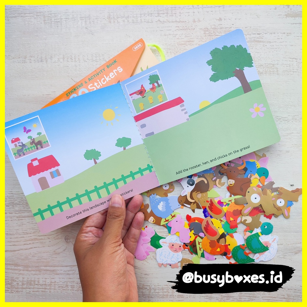 Busyboxes.id Mainan anak edukasi anak menempel tempel sticker reusable activity mengenal hewan 1 2 3 tahun laki laki perempuan mainan edukasi - seri animals farm