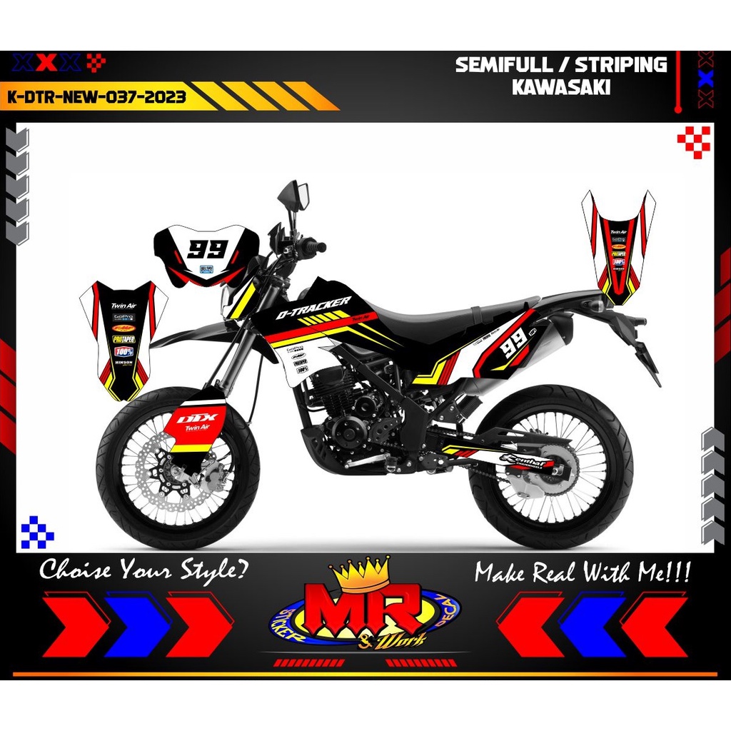 Decal Stiker Motor Kawasaki D-TRACKER New Supermoto Decal Custom Race
