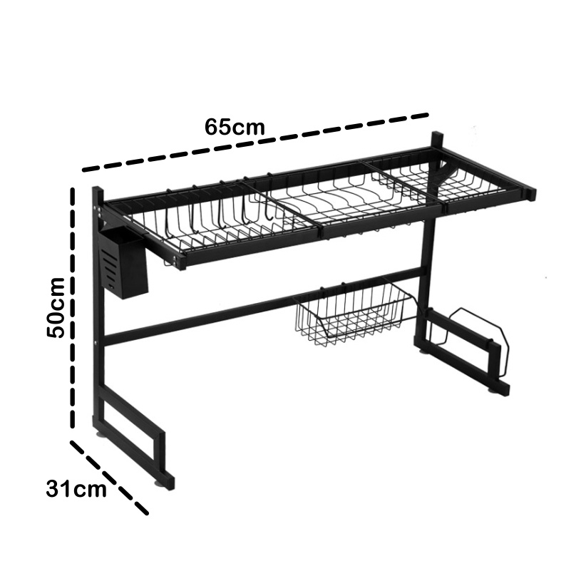 Rak Piring Stainless Hitam Rak Wastafel LSJ65 Rak Dapur Dan Peralatan Dapur Kokoh Kuat