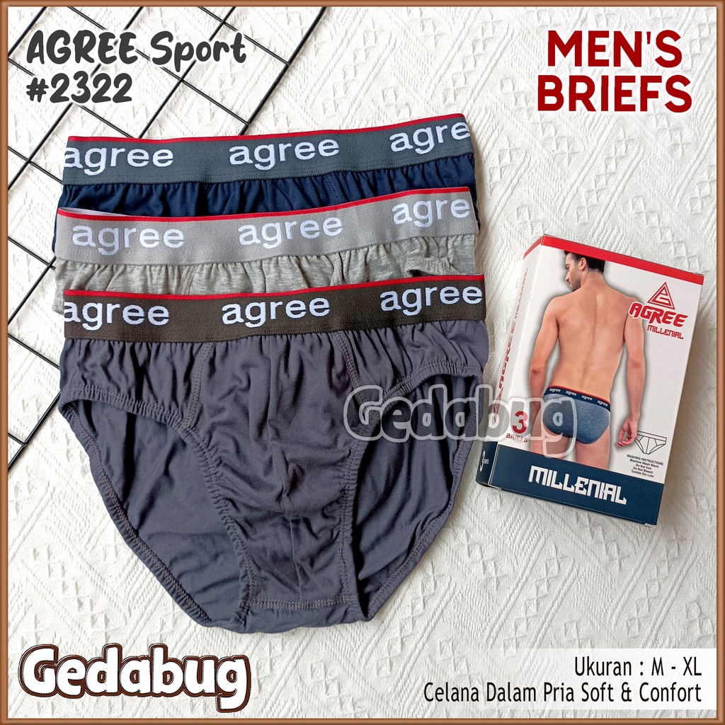 CD Pria Agree Sport 2308 | 2321 | 2322 | 2323 | 2325 | 2326 | 2327 | 2328 | Celana dalam Segitiga Karet Boxer | Gedabug